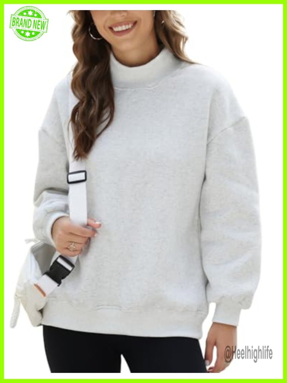 Mock Neck Oversized Fleece Lined Sweatshirt Pullover Top